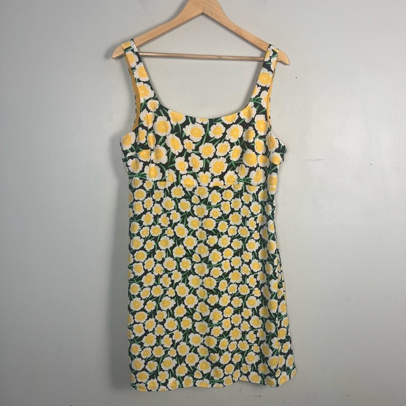 Diane von Furstenberg for Target 90s Shift Yellow Poppy Mini Dress Women's Sz 12 - Picture 3 of 7